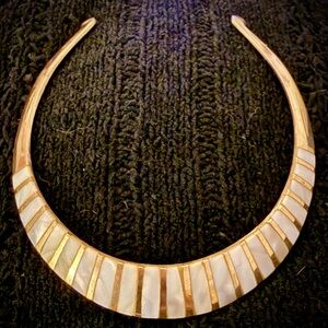 Chic Vintage Brass and Mother of  Pearl Collar